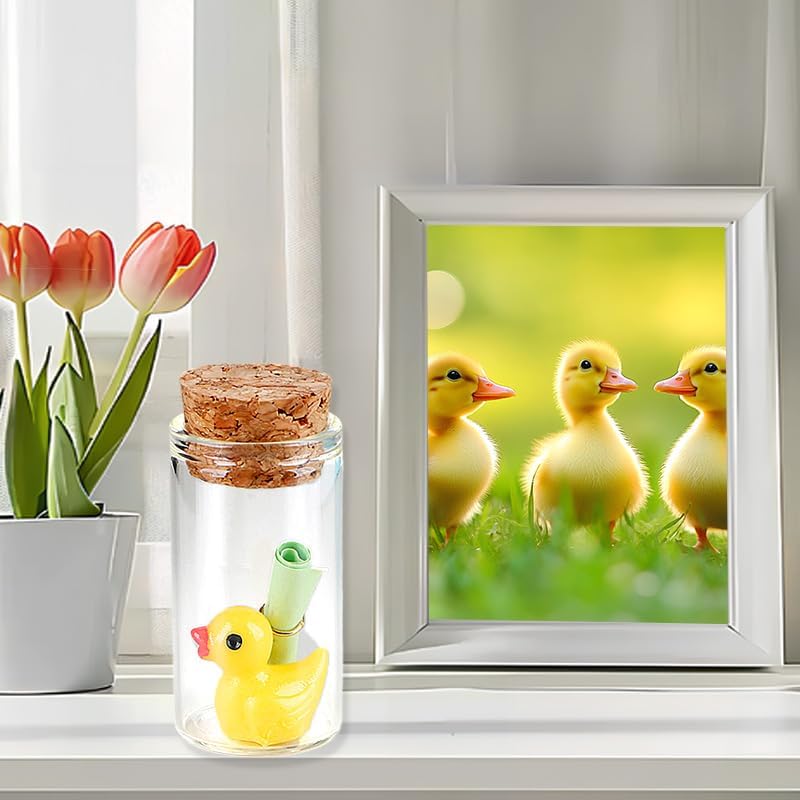 Tiny Duck Message in a Bottle with Wishing Paper – Romantic Gift for Husband, Wife, Boyfriend