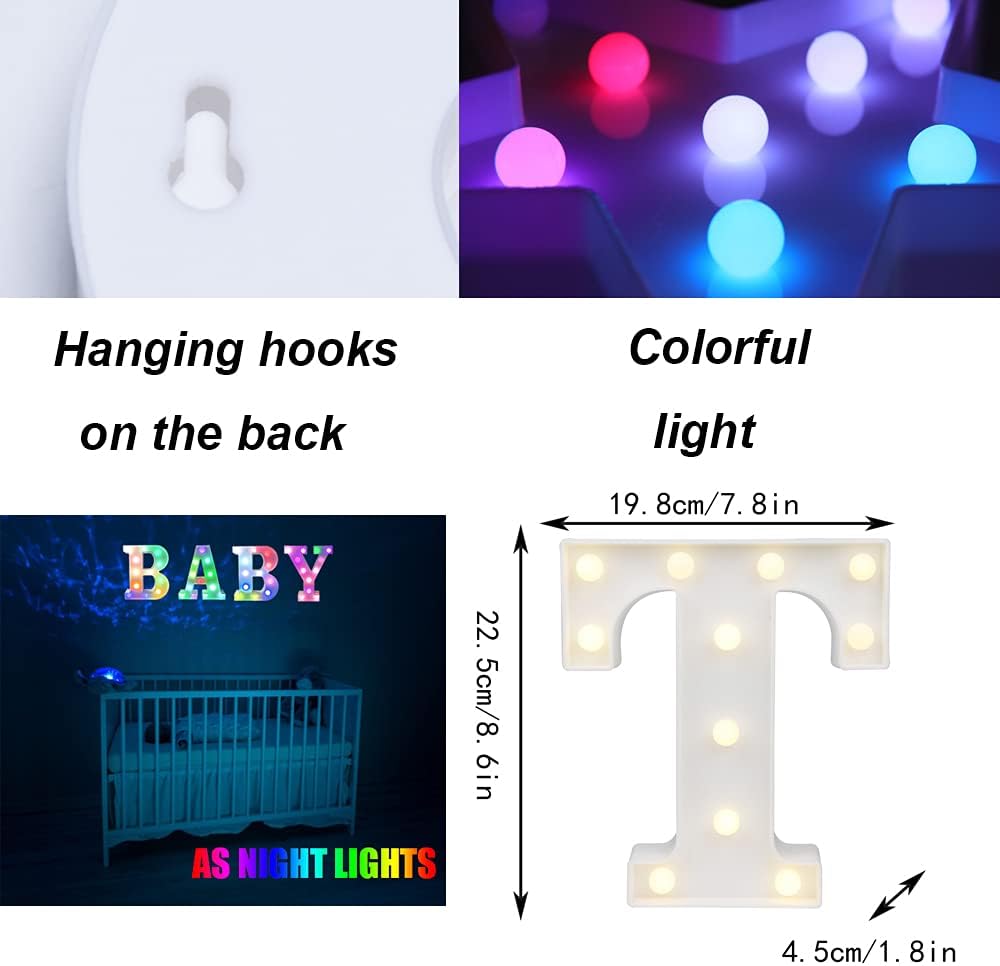 Light Up Colorful LED Marquee Letter lights, 18 Colors Changing Alphabet Letters Sign with Remote