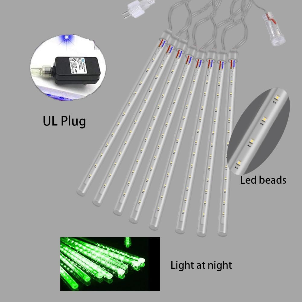 Halloween Lights Outdoor, Meteor Shower Christmas Lights for Halloween Decorations, 8 Tube 192 LED