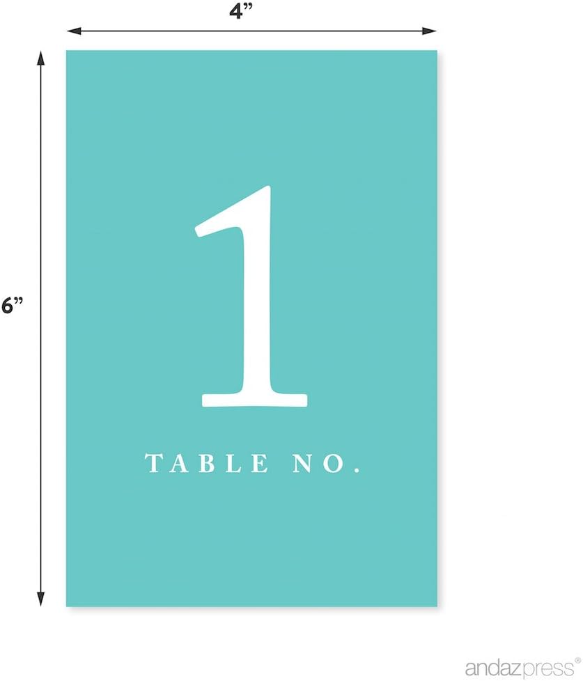 Andaz Press Table Numbers 1-20 on Perforated Paper, Diamond Blue, 4x6-inch Single Sided Sign