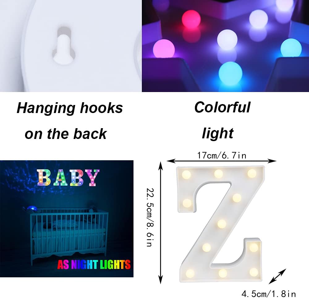 Light Up Colorful LED Marquee Letter lights, 18 Colors Changing Alphabet Letters Sign with Remote