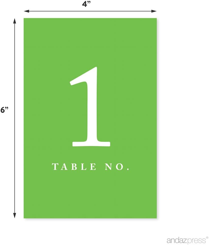 Andaz Press Table Numbers 1-20 on Perforated Paper, Kiwi Green, 4x6-inch Single Sided Sign, 1-Set