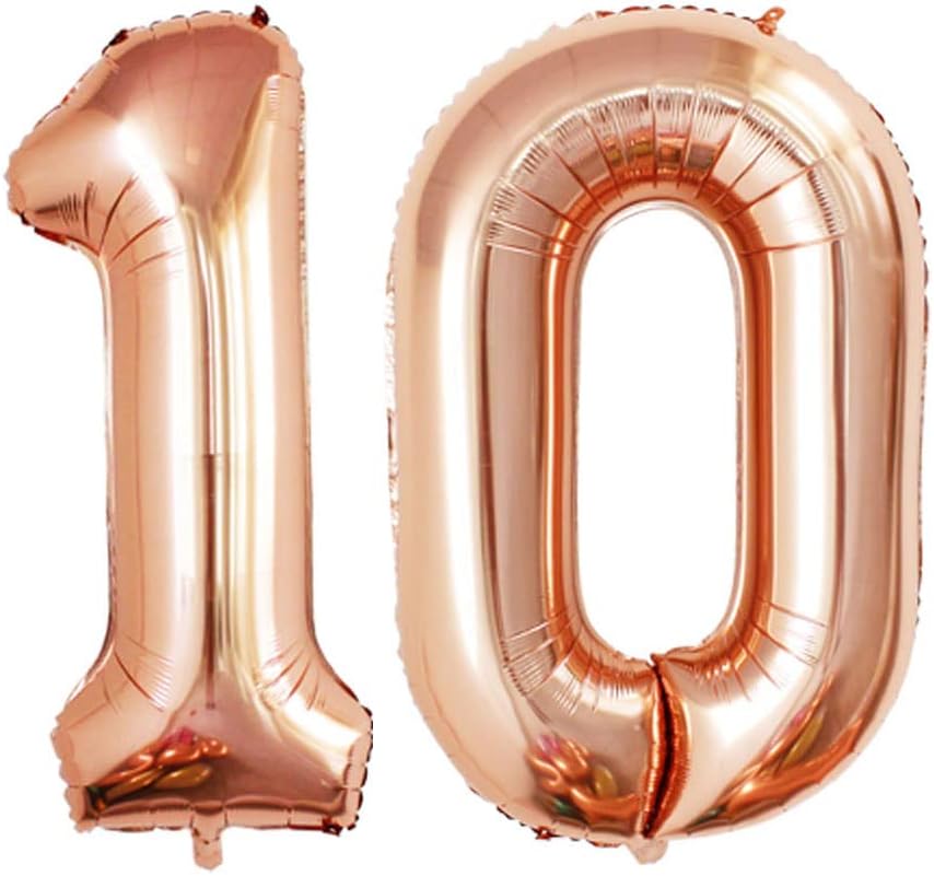 GOER Number 10 Balloons for 10th Birthday Party Decorations,42 Inch Jumbo Foil Helium Balloons for