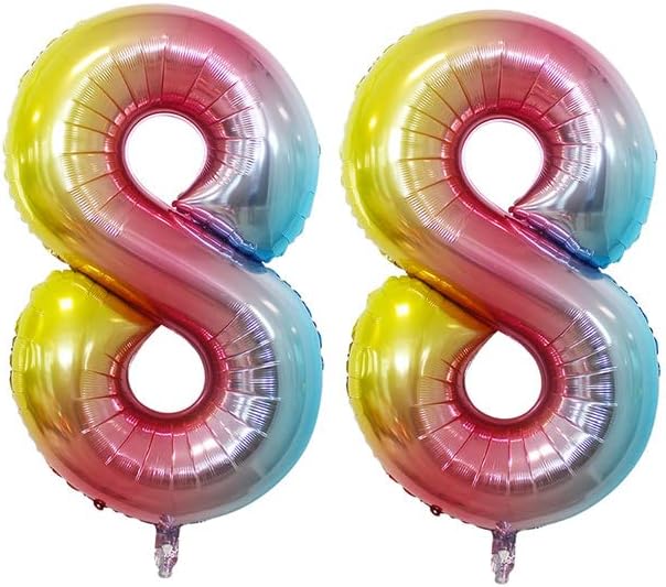 GOER Rainbow Foil Balloons Number 8,Huge Number Balloons for 8th 18th 28th 38th 48th Birthday Party