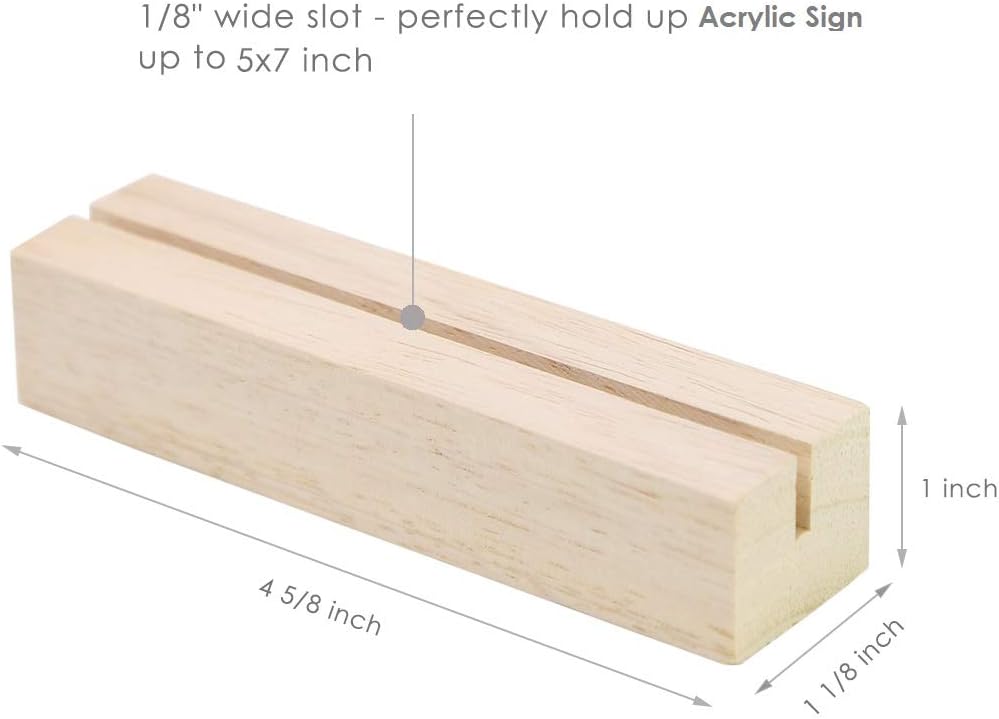 UNIQOOO 20 Pack Modern Sign Holders for Acrylic | Wood Table Number Display Stands | Place Card