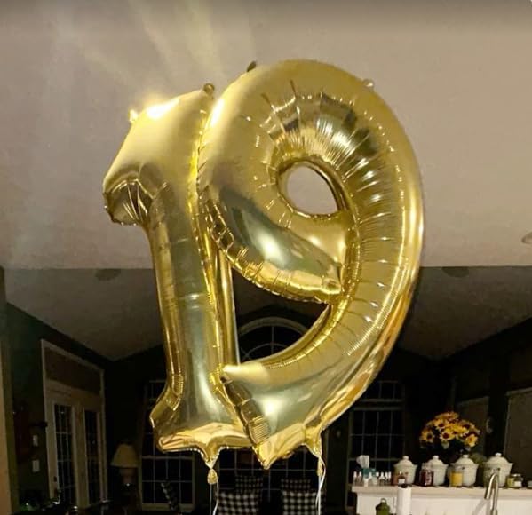 Large 40 Inch Champagne Gold 3 Number Balloon, 3 13 23 30 33 36 38 Light Gold Birthday Party