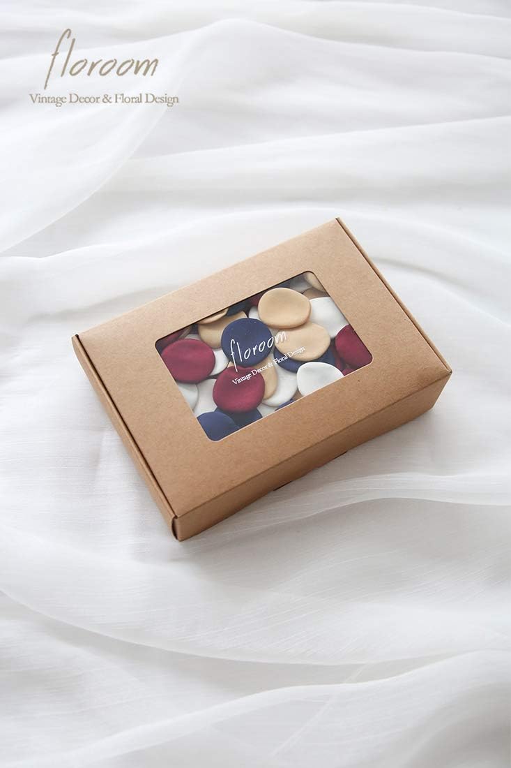 Floroom 500pcs Rose Petals Burgundy Navy Faux Silk Flower Petals for Wedding Flower Girl Basket