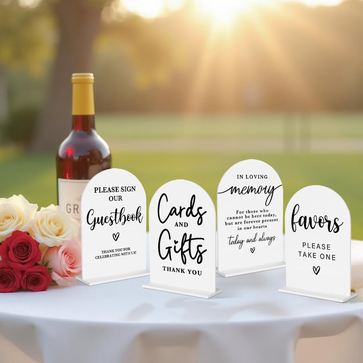 4 Pcs Acrylic Wedding Signs for Ceremony and Reception, Bridal Shower Decorations, Cards and Gifts