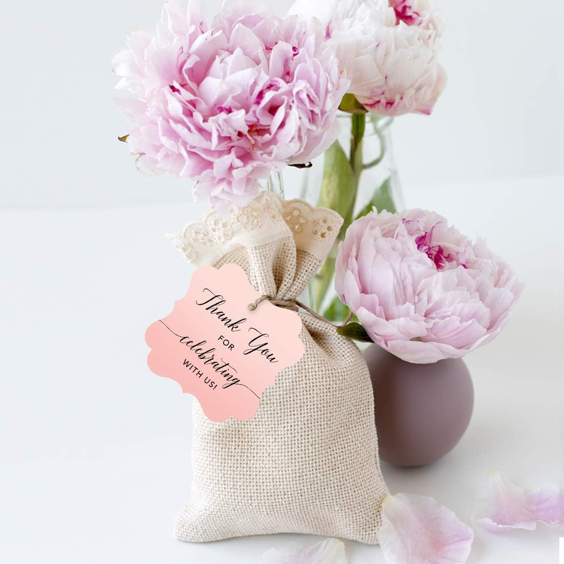 Andaz Press Blush Pink Rose Elegant Party Collection, Fancy Frame Tags, Thank You for Celebrating