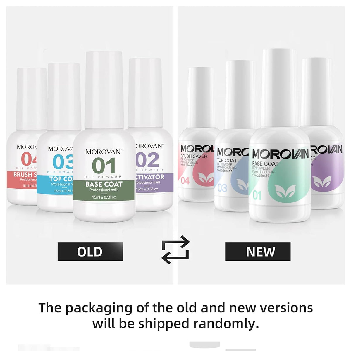 Morovan Dip Powder Liquid Set with Activator Base Top Coat and Dipping Powder Brush Saver 4pcs