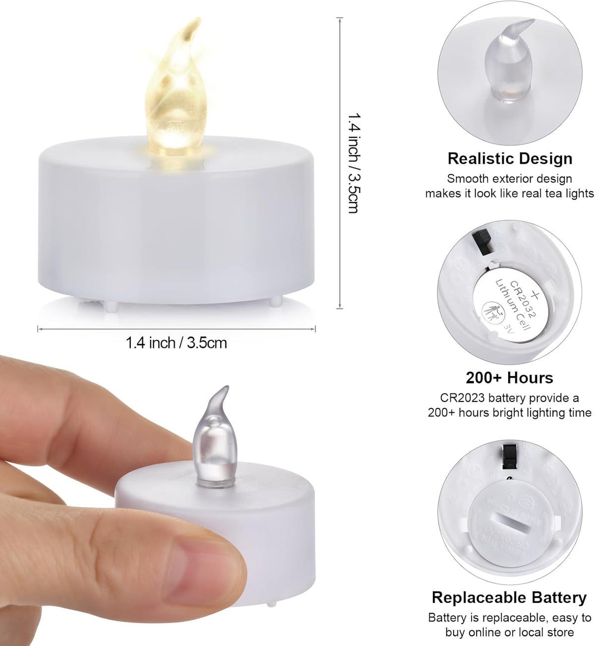 LED Tea Lights Candles- 24PACK Warm Yellow Flameless Candles Realistic and Bright Flickering Long