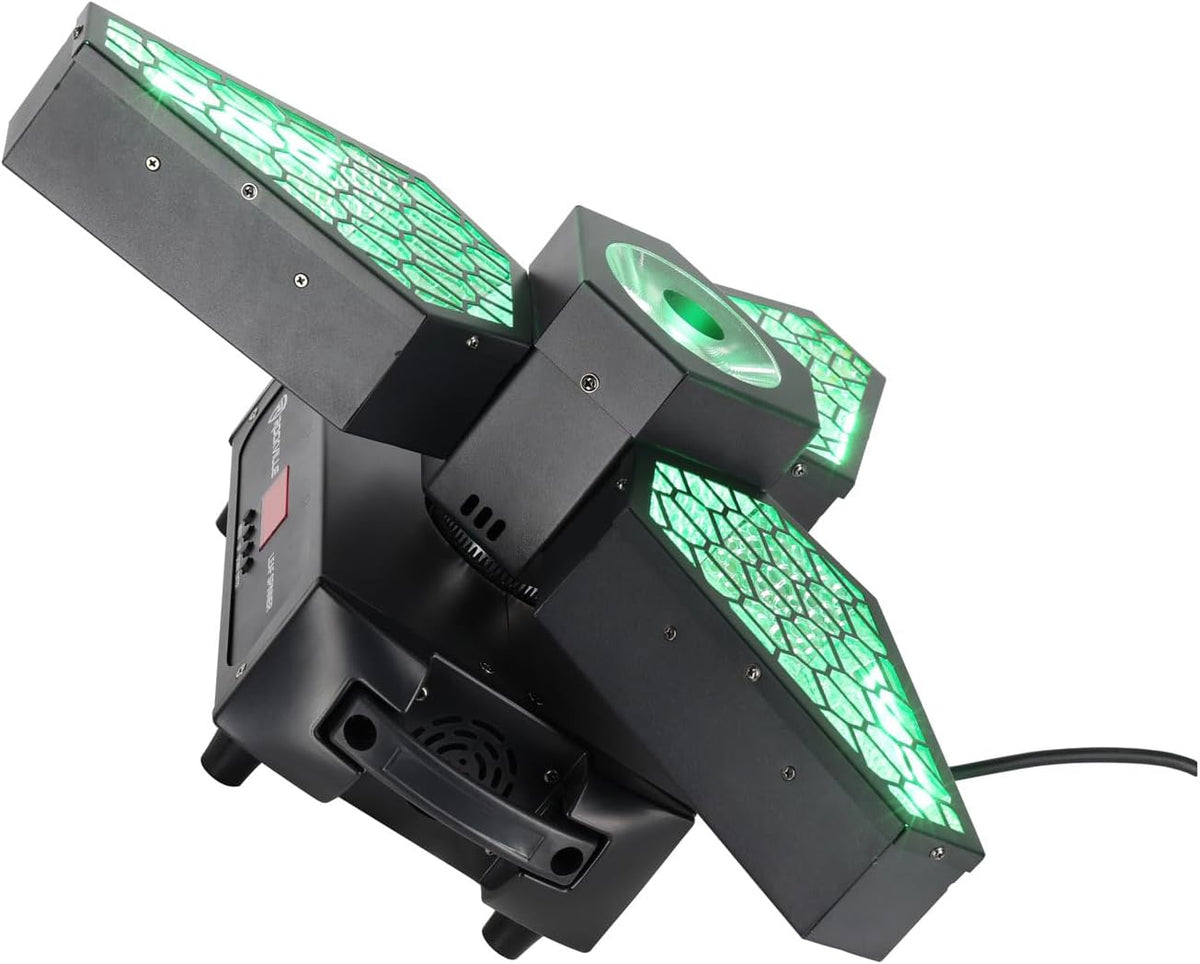 Rockville Leaf Spinner 250W 3-in-1 Rotating DJ Stage Light with Retro Amber RGBW LEDs and