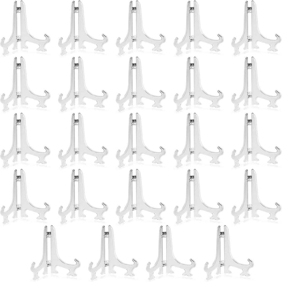 Juvale Clear Mini Easels for Place Cards - 4-Inch Clear Plastic, Pack of 24 - Easels for Pictures