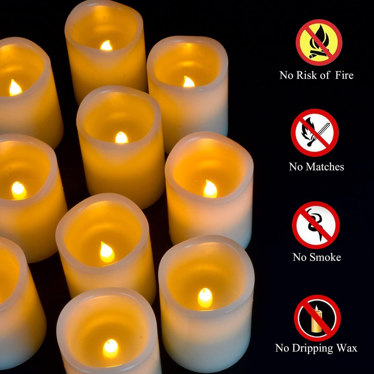Vinkor Flameless Candles (Ivory Set of 12 (D: 3" x H: 4"))