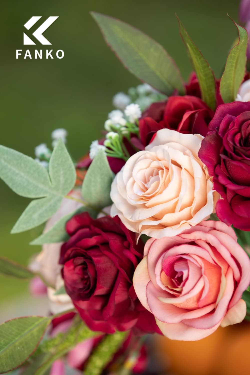 FANKO Rose Artificial Flowers Combo for DIY, Fake Red Rose Artificial Silk Flowers with Greenery