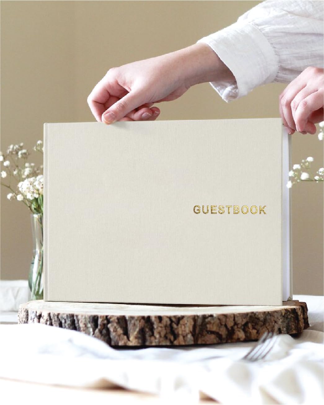 Elegant Linen Wedding Guset Book - Polaroid Guest Book for Wedding Reception,Baby Shower,Bridal