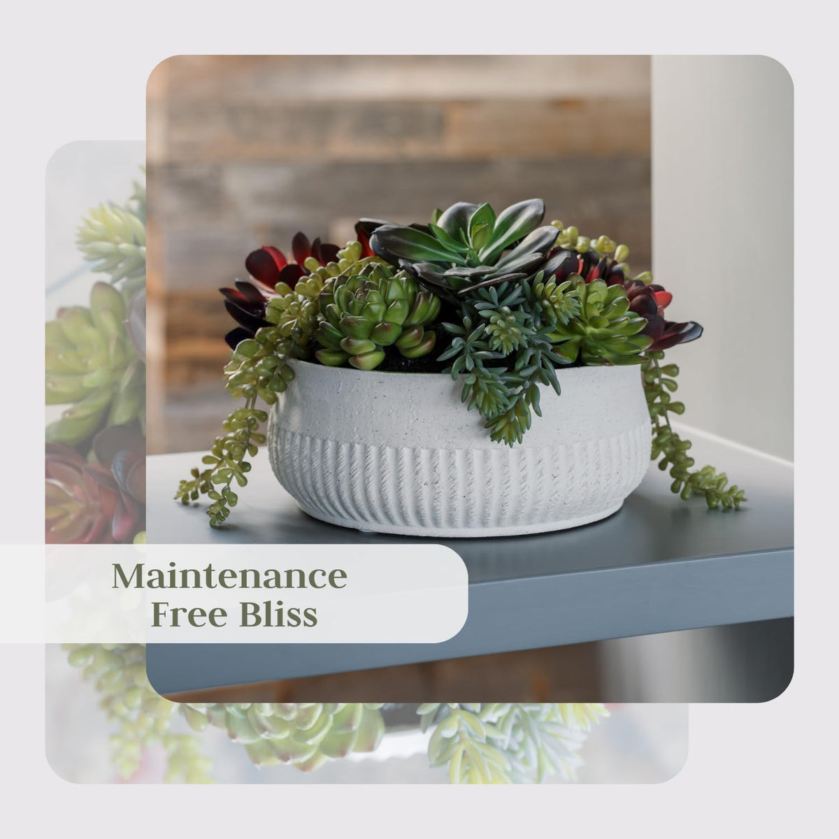 Round Faux Succulent Arrangement, 12" Premium Artificial Indoor Plant Enhances Interior Design