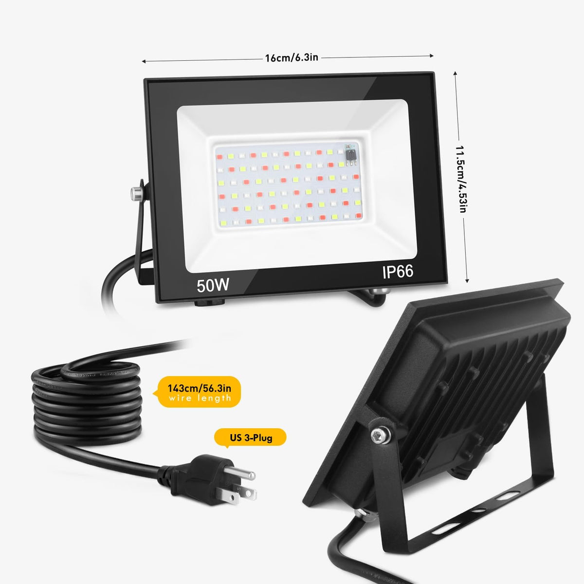 LED Flood Light Outdoor, 50W Color Changing RGB Flood Light, IP66 Waterproof Outdoor Landscape