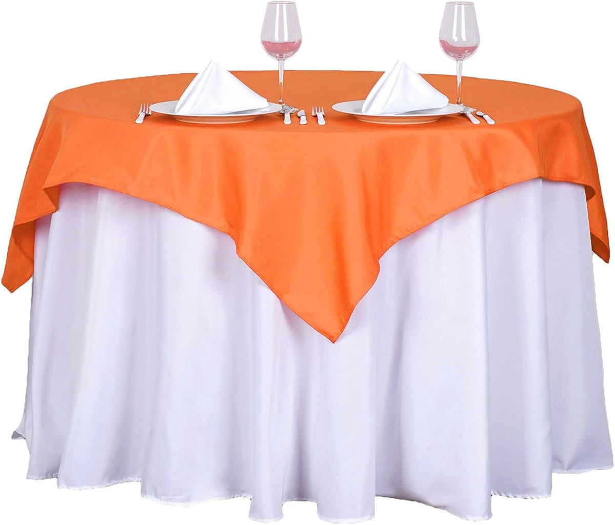 Efavormart 54x54 Orange Wholesale Linens Seamless Polyester Square Linen Tablecloth for Wedding