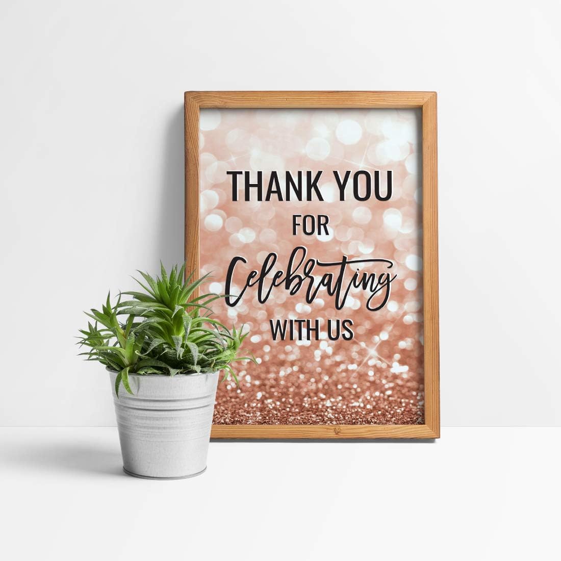 Andaz Press Extra Large Wedding Easel Board Party Sign, 12x18-inch, Glitzy Faux Rose Gold Glitter