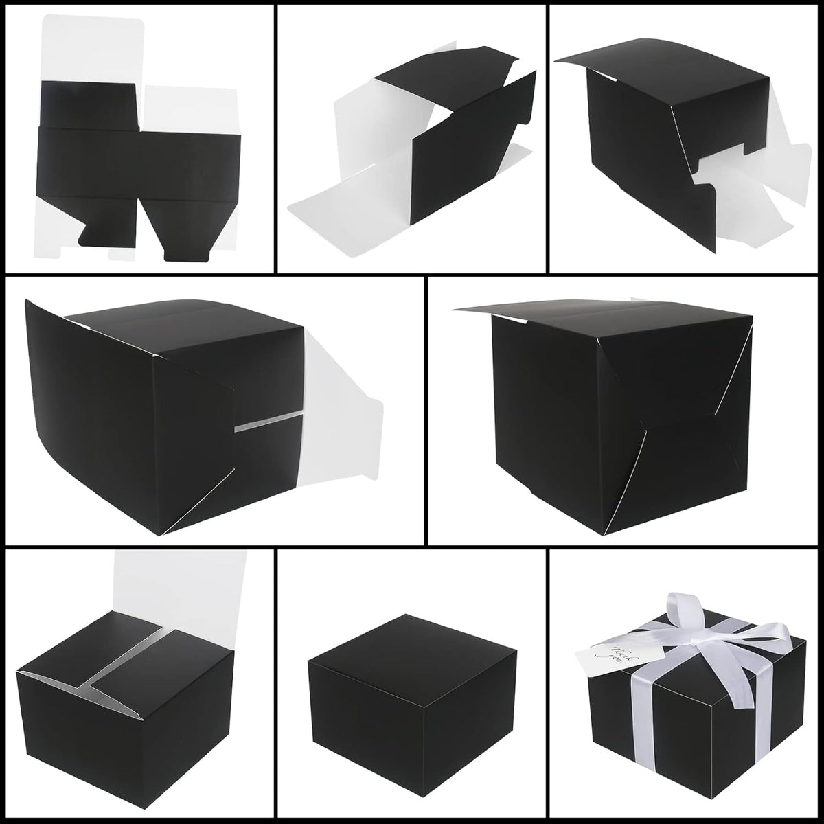 COTOPHER Small Gift Boxes 10 Pack 6x6x4 inches Black Gift Boxes with Lids for Gifts, Crafting