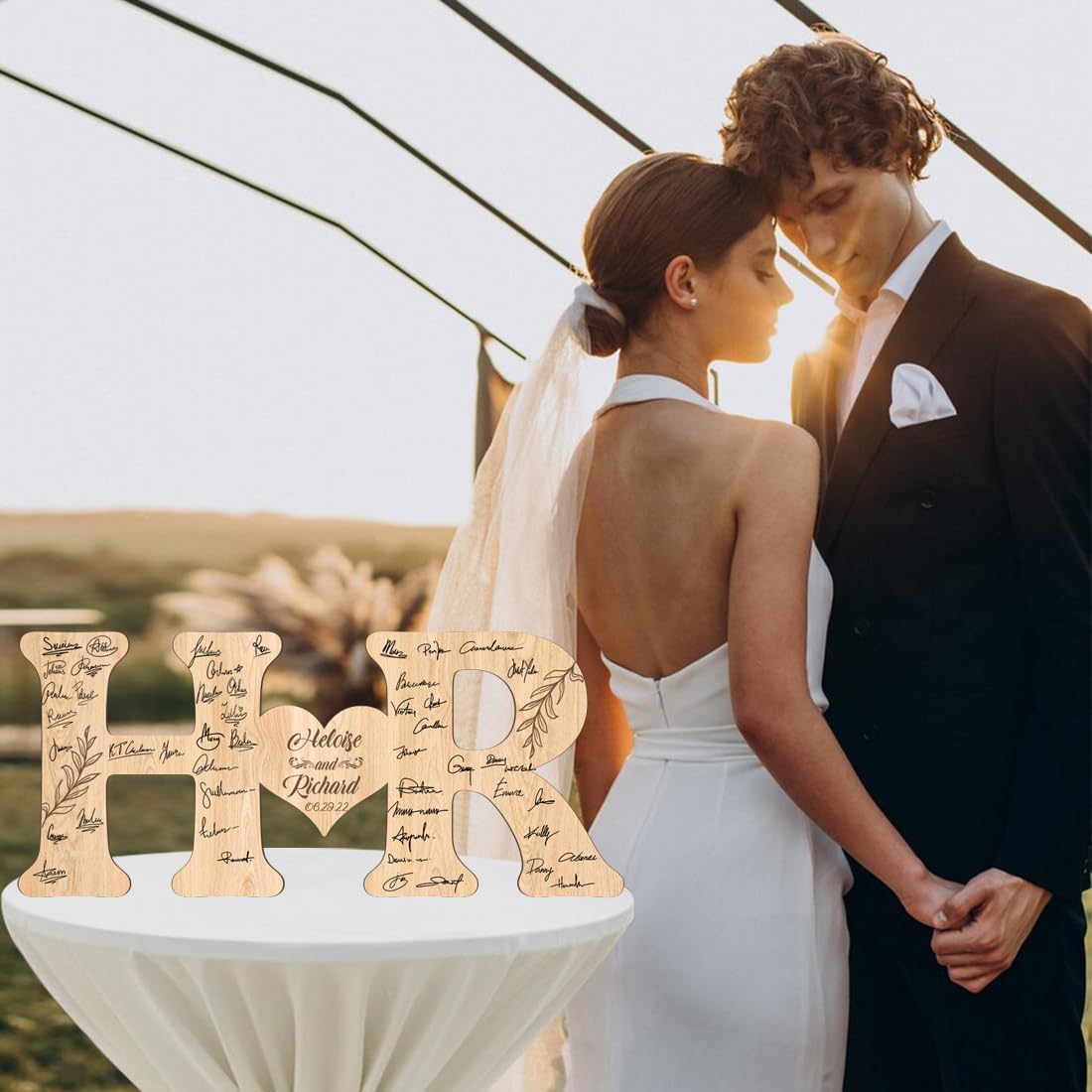 Personalized Wedding Guest Book Sign Custom Letter Name Date Rustic Wedding Guest Book Alternative