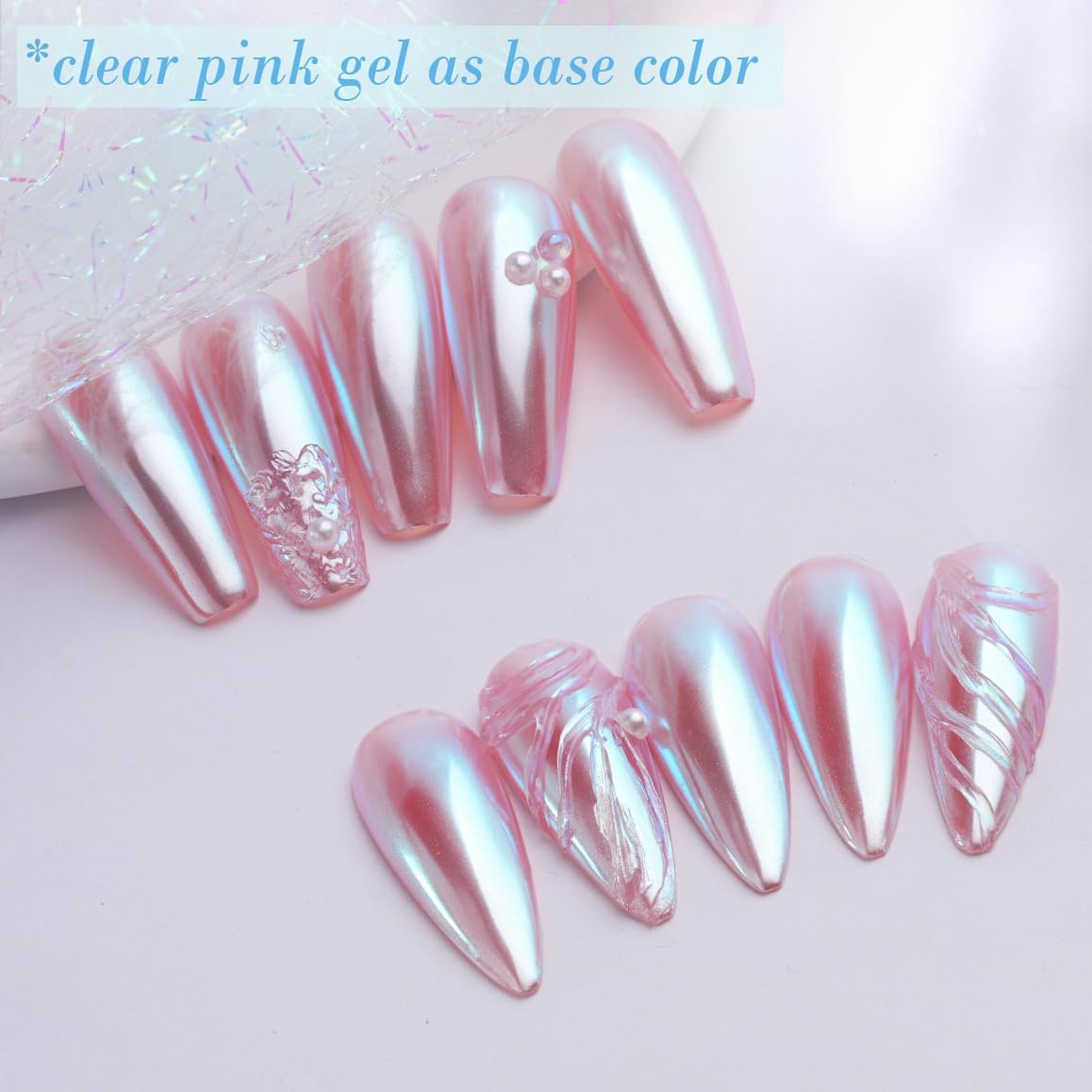 Pretty Diva Moonlight Chrome Nail Powder, Glossy Aurora Mermaid Unicorn Chrome Powder for Nails