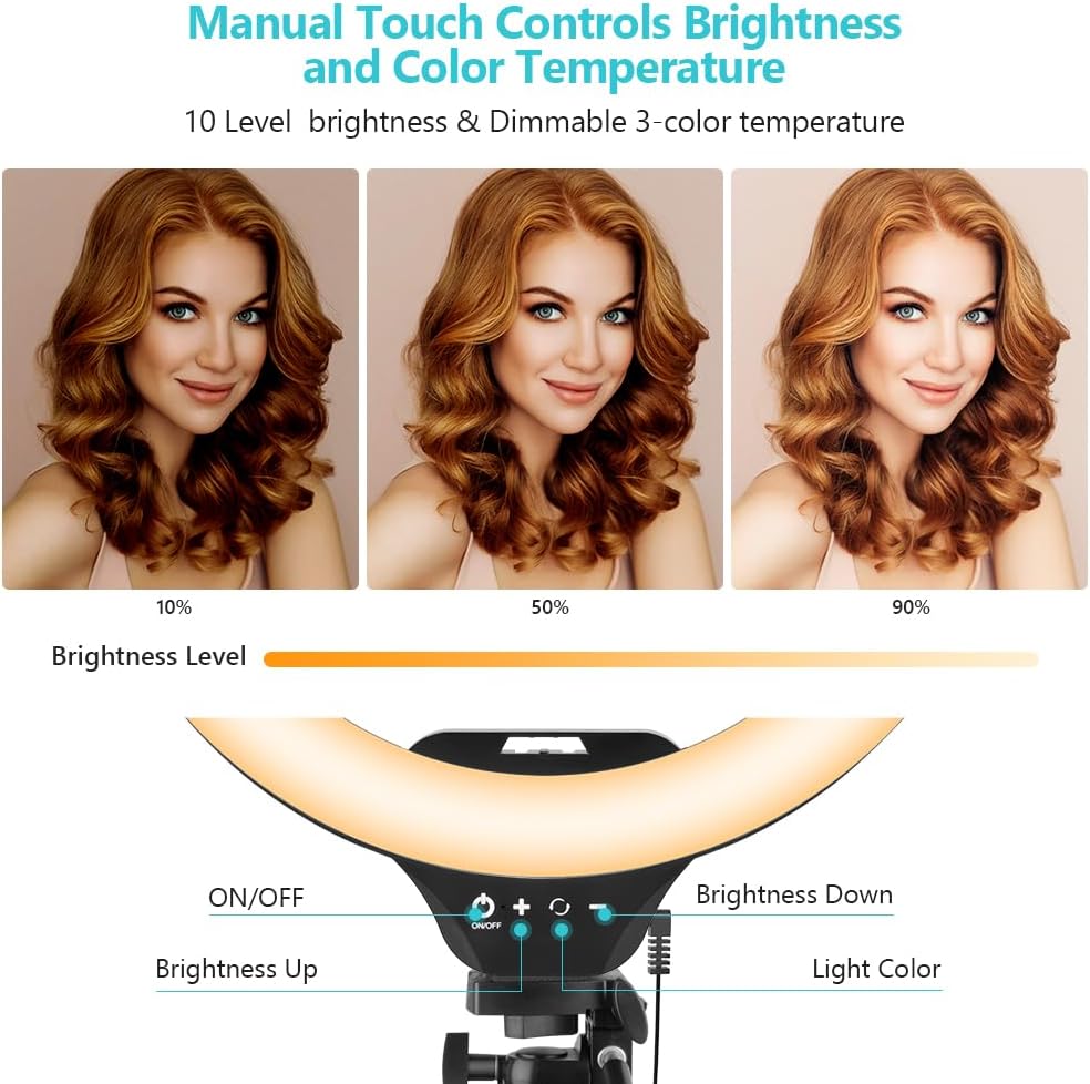 Sensyne 14" Ring Light with Tripod Stand, LED Circle Light with Phone Holder, for Photo Selfie