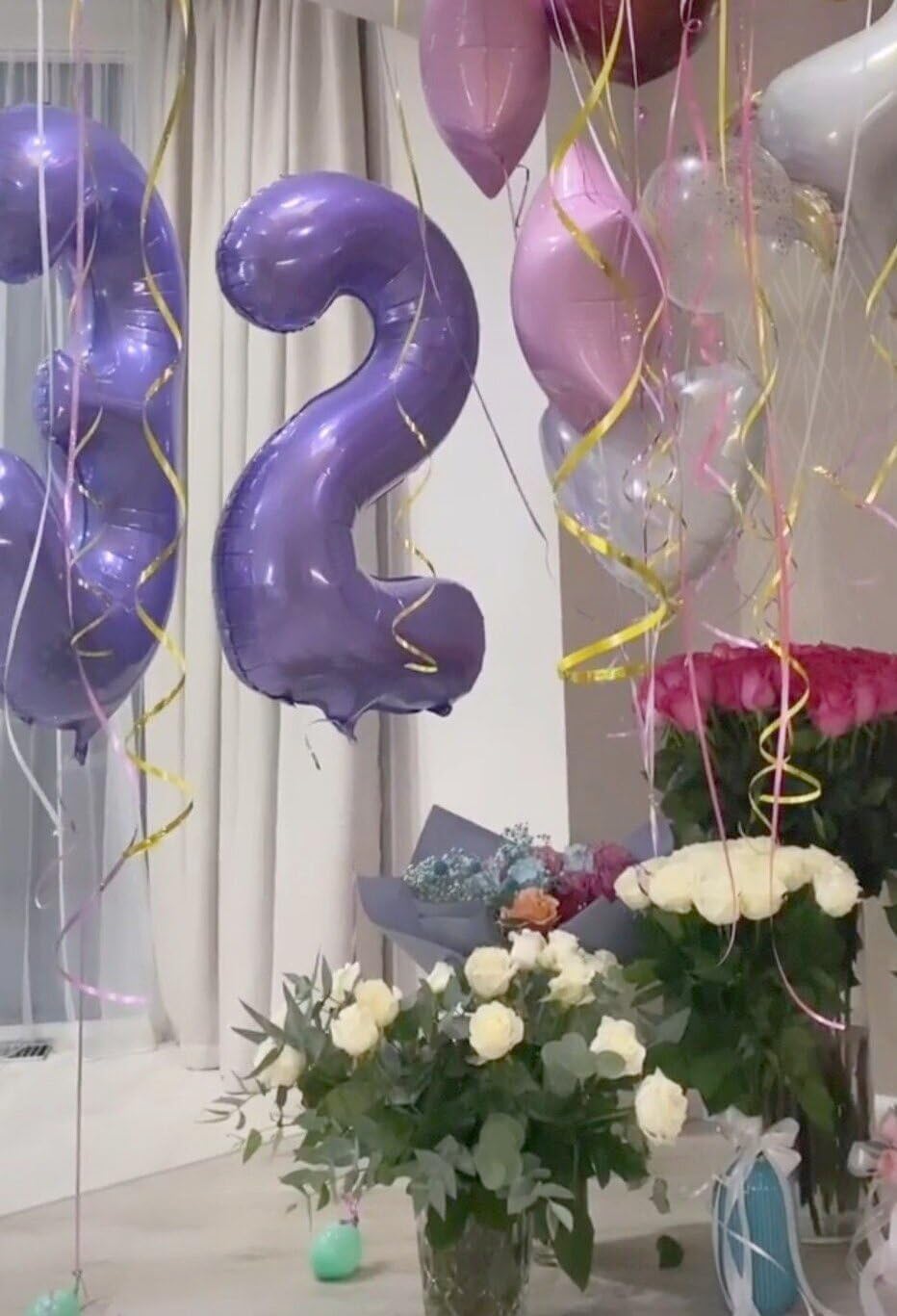 Large 40 Inch Lavender 3 Number Balloon, 3 13 23 30 33 36 38 Lilac Birthday Party Decorations