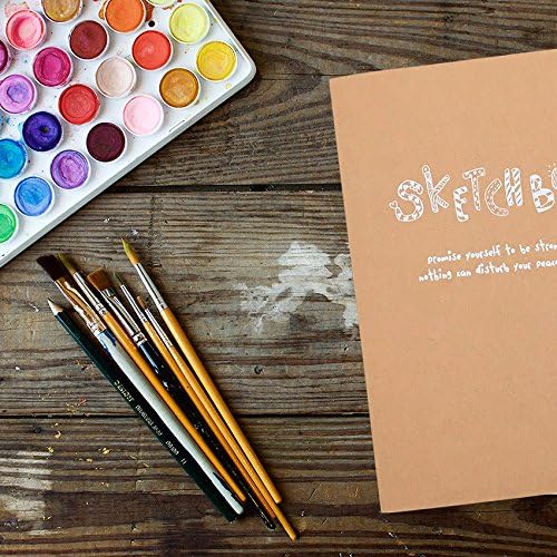 Kraft Cover Drawing Notebook & Sketchbook ??Set of 2 Blank Plain Sketch Books ??125g Thick Paper