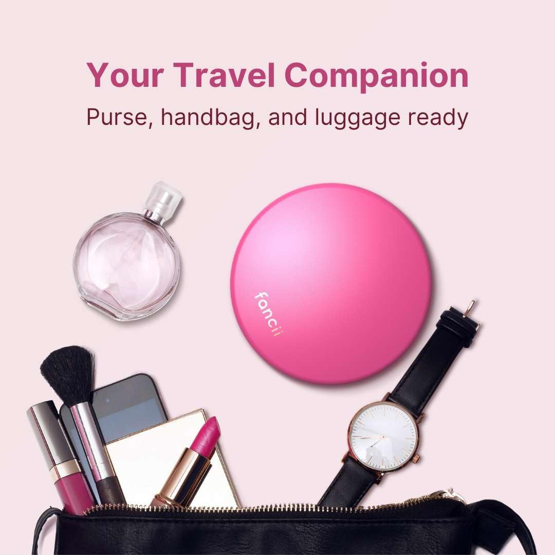 Fancii Taylor Compact Travel Mirror with Light, Rechargeable, 10x /1x Magnifying, 3 LED Light