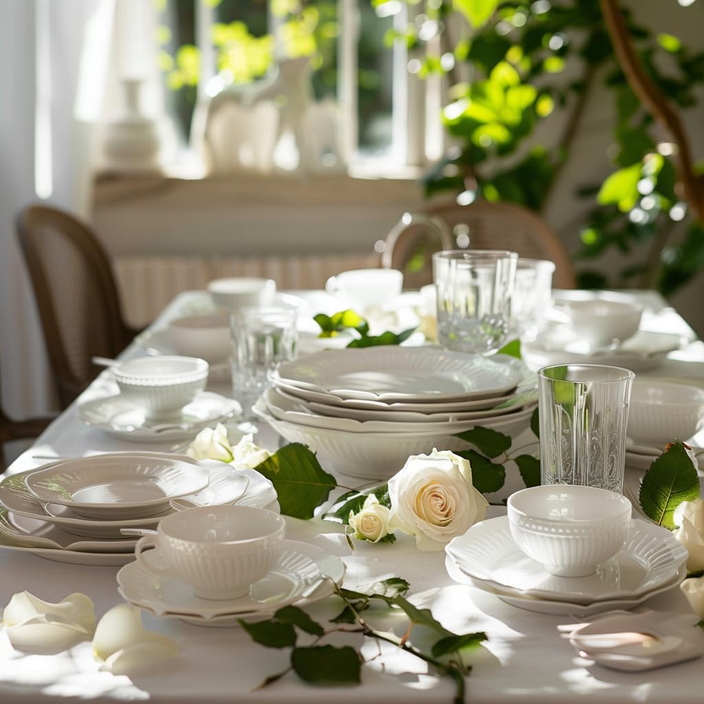 Oning 20+ Cups of Mix Dried Bio Flower Rose Petals Confetti, 2 QT Ivory White Roses & Eucalyptus