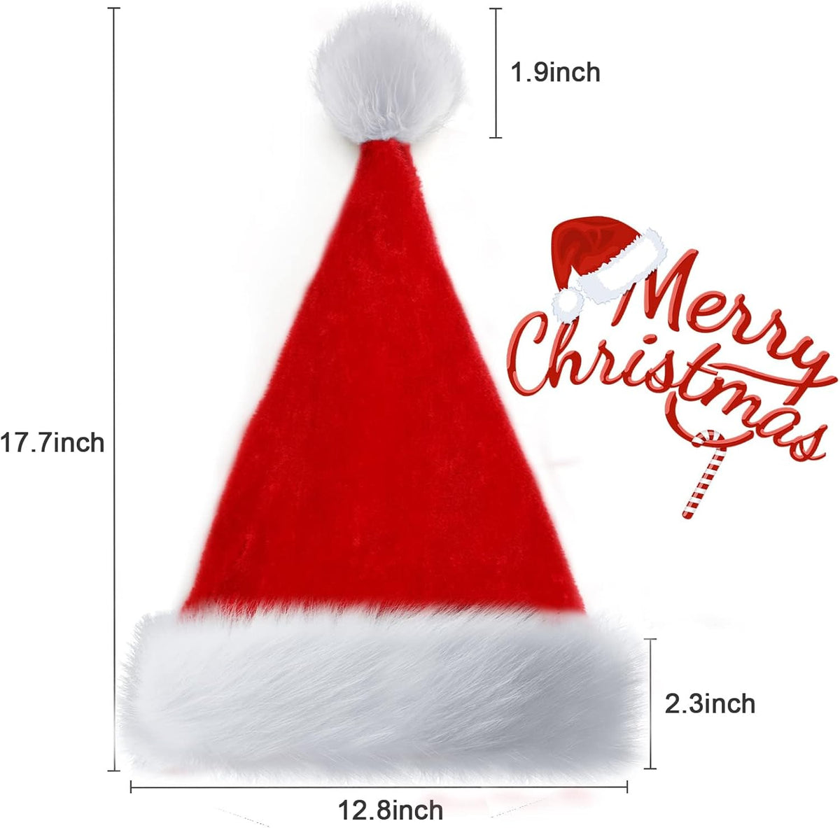 Christmas Hats, Santa Hat for Kids/Baby Unisex Warm Comfort Red Velvet Holiday Xmas Hat for New