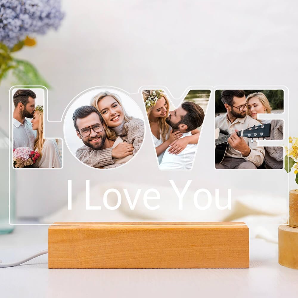 Personalized Anniversary Couple Gifts for Women Men, Custom Picture Frames with Photo, Customized