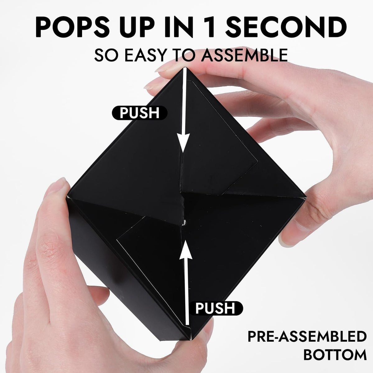 JCD 70 packs Black Cupcake Boxes Individual Cupcake Container 3.5" x 3.5" x 3.5" Auto-Pop up Single