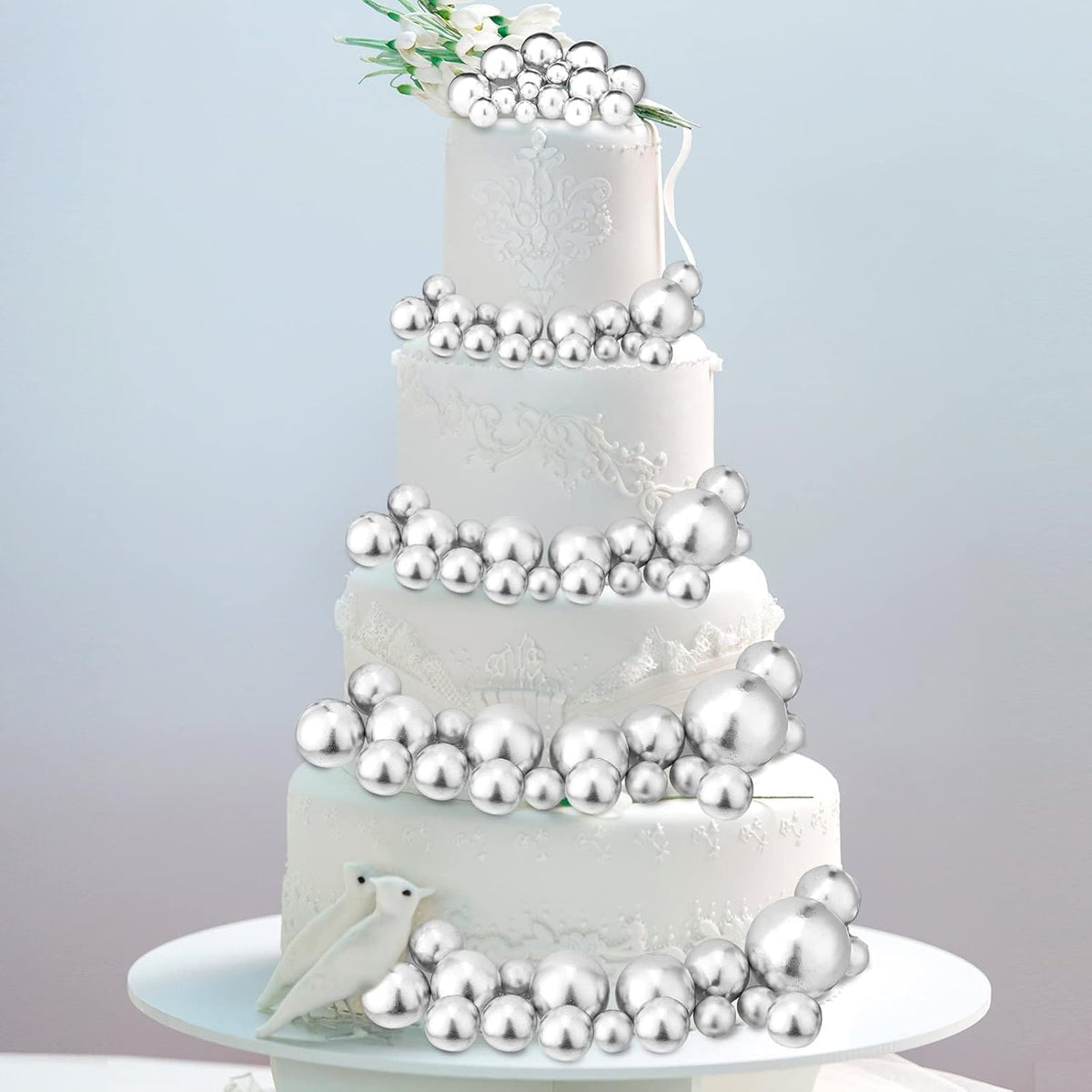 108 Pcs Balls Cake Topper DIY Cupcake Insert Foam Balloons for Cake Baking Wedding Anniversary