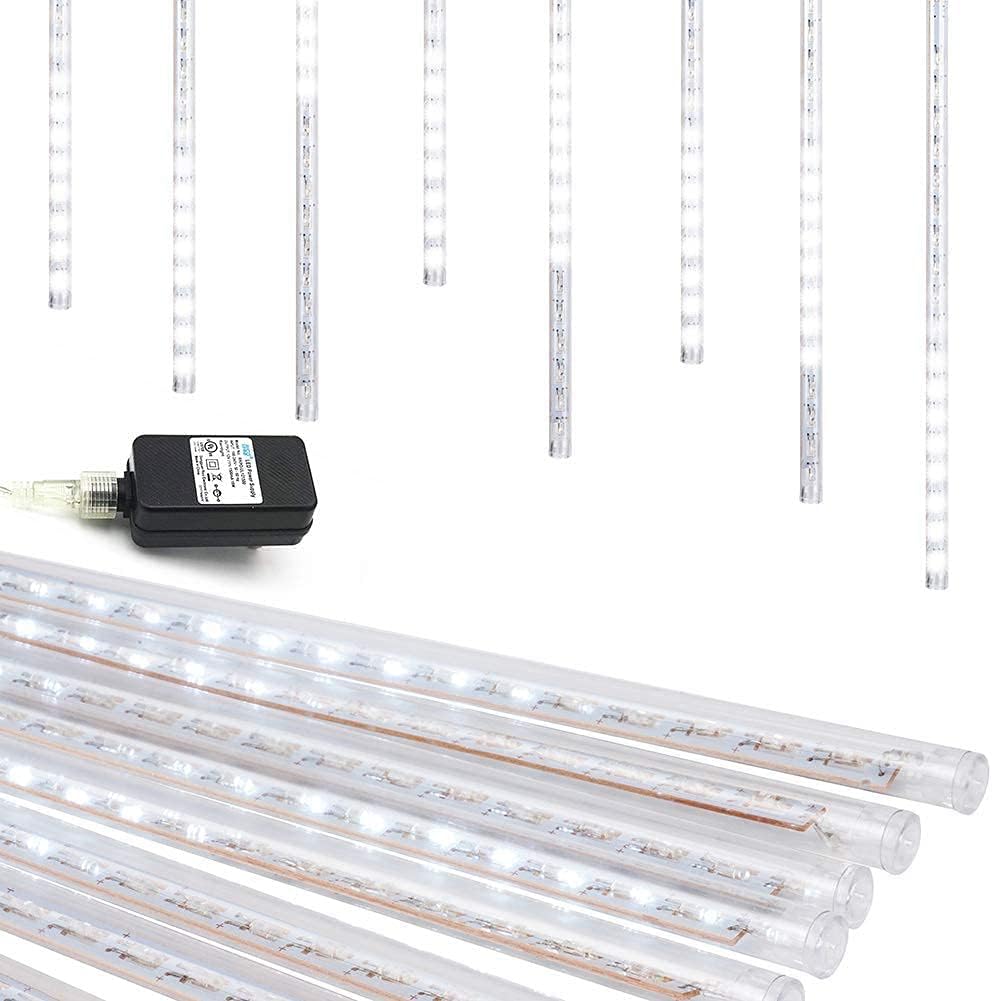 Christmas Lights Outdoor UL Certified Meteor Shower Lights 12 Inch 8 Tubes 192 LED Falling Rain