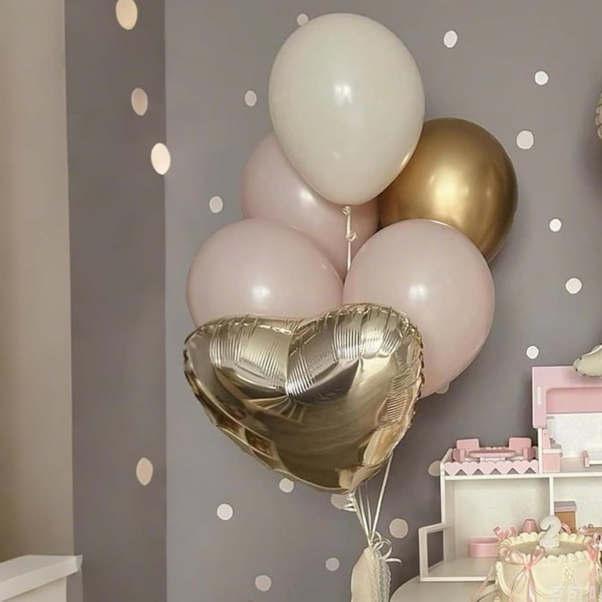 Champagne Gold Cream Heart Balloons,12Pcs 18 Inch Beige Foil Love Heart Shaped Balloons for