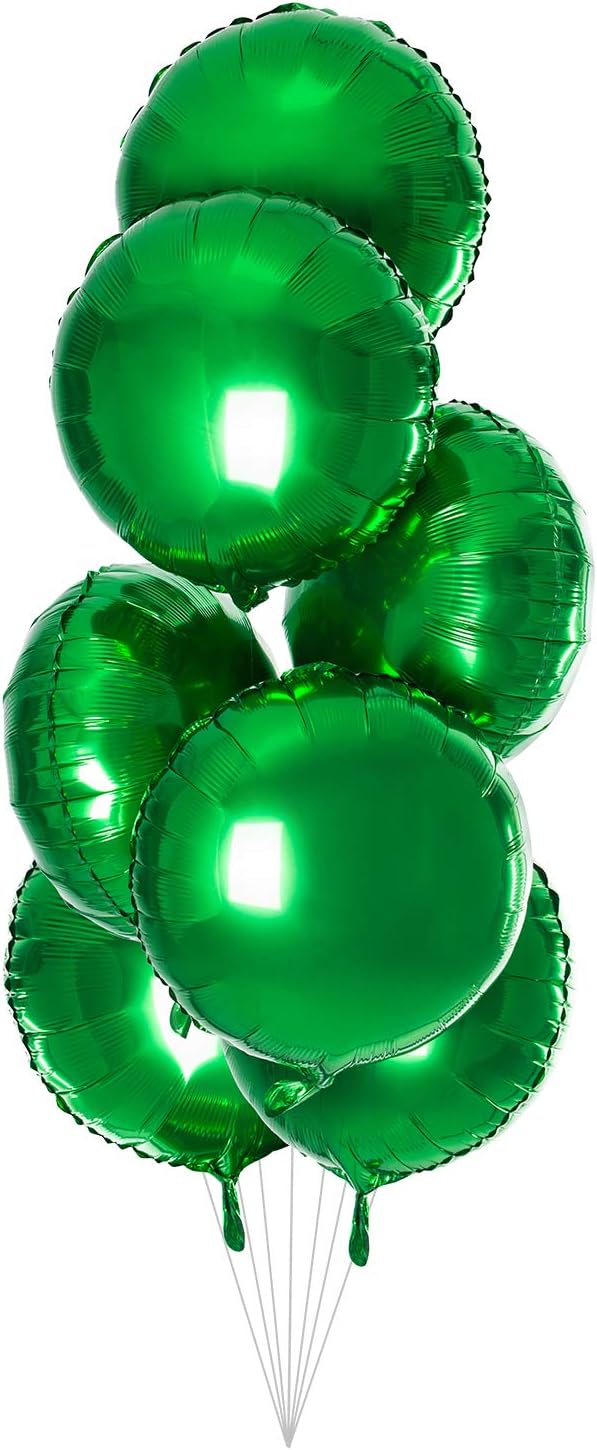 18" Green Round Shaped Foil Balloons Mylar Helium Balloons for Birthday Party Wedding Baby Shower