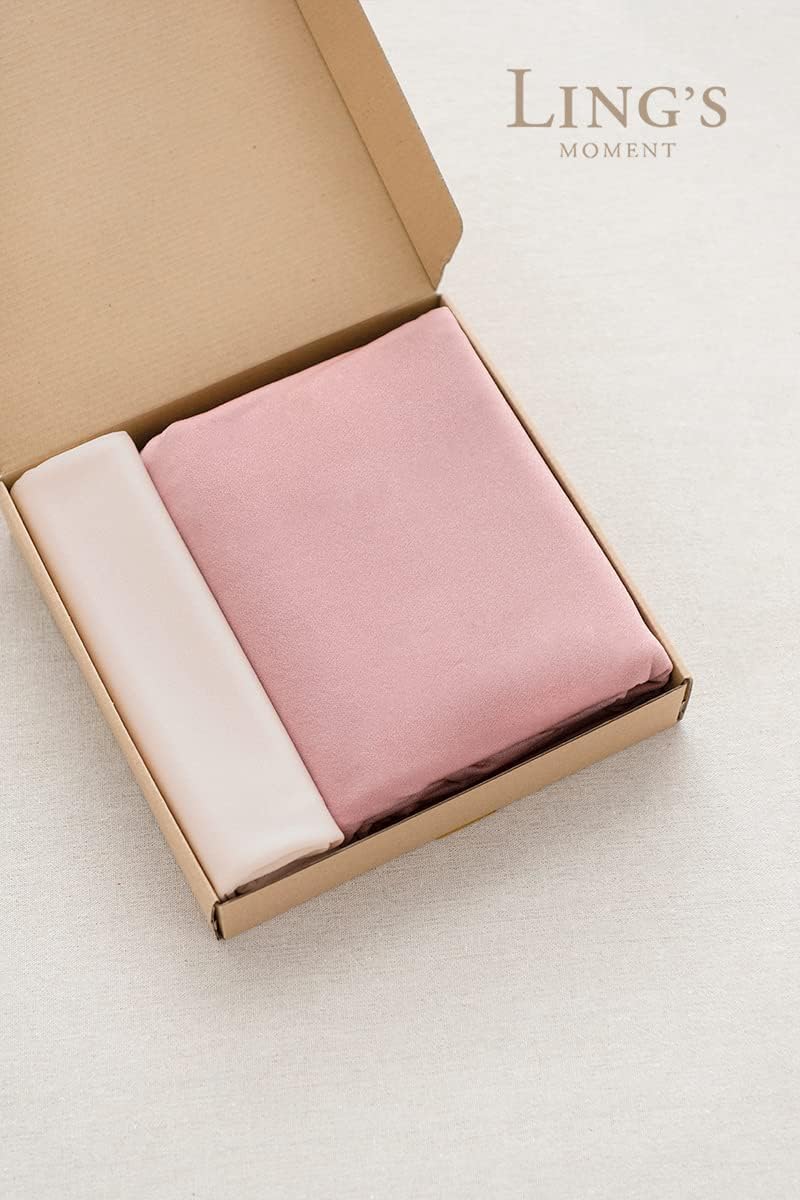 Ling's Moment Sheer Chiffon Table Cloth & Runner Set for 3x4ft Rectangle Table Decor in Dusty Rose