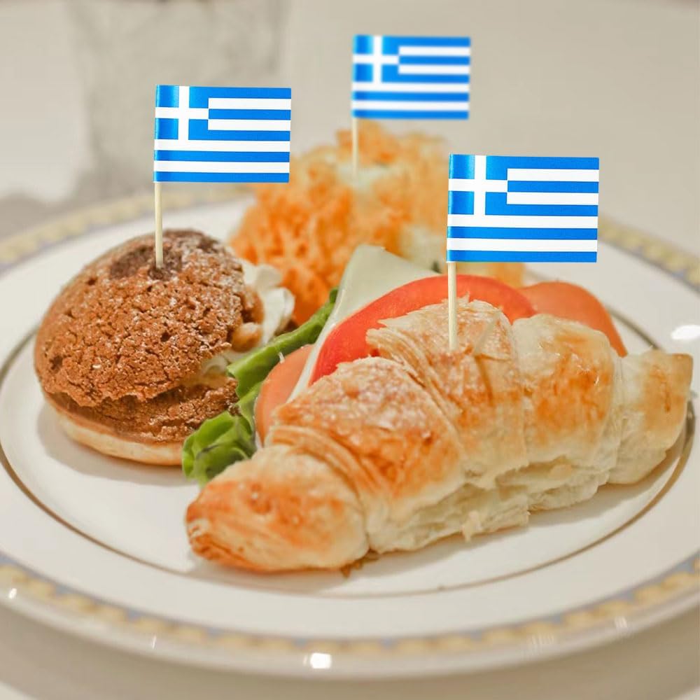 Greece Flag Greek Flag, Small Mini Greece Toothpick Flags for Food, Cupcakes, Cocktails