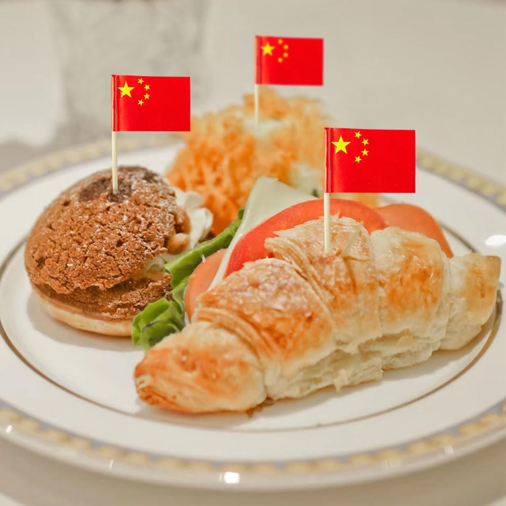 China Flag Chinese Flag, Small Mini China Toothpick Flags for Food, Cupcakes, Cocktails