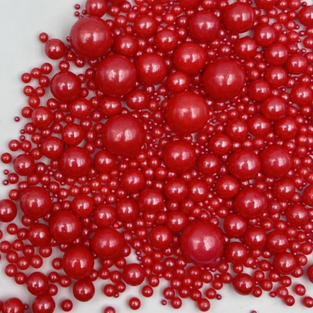 Edible Pearl Sugar Sprinkles Red Candy Mixing Size Baking Edible Cake Decorations Cupcake Toppers