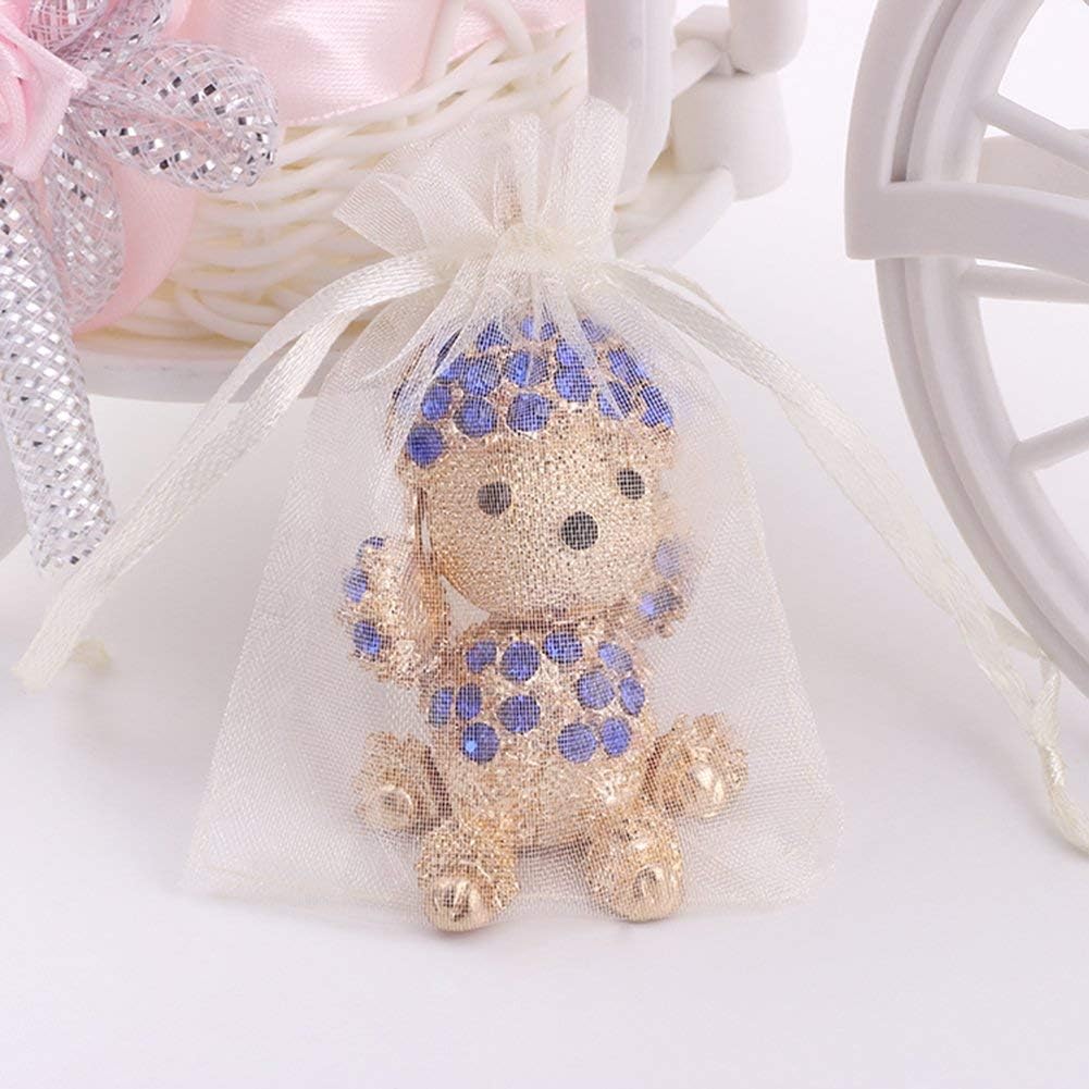Wudygirl 100pcs Drawstring Organza Bags 5 x 7 Inch Ivory Packaging Seashell Pin Jewelry Lipstick