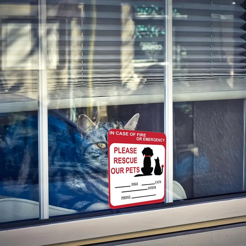 in Case of Fire or Emergency Please Rescue Our Pets Stickers – Pet Alert Safety Stickers, 5x4 inch