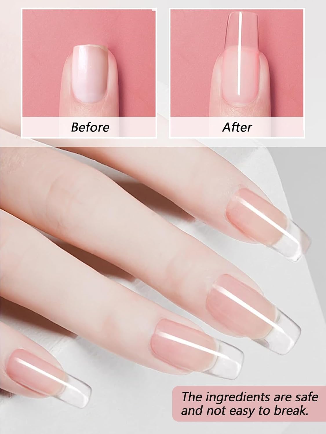 EBANKU Clear Acrylic Powder, 120g/4.23oz - Professional Nail Powder for Extension, Carving