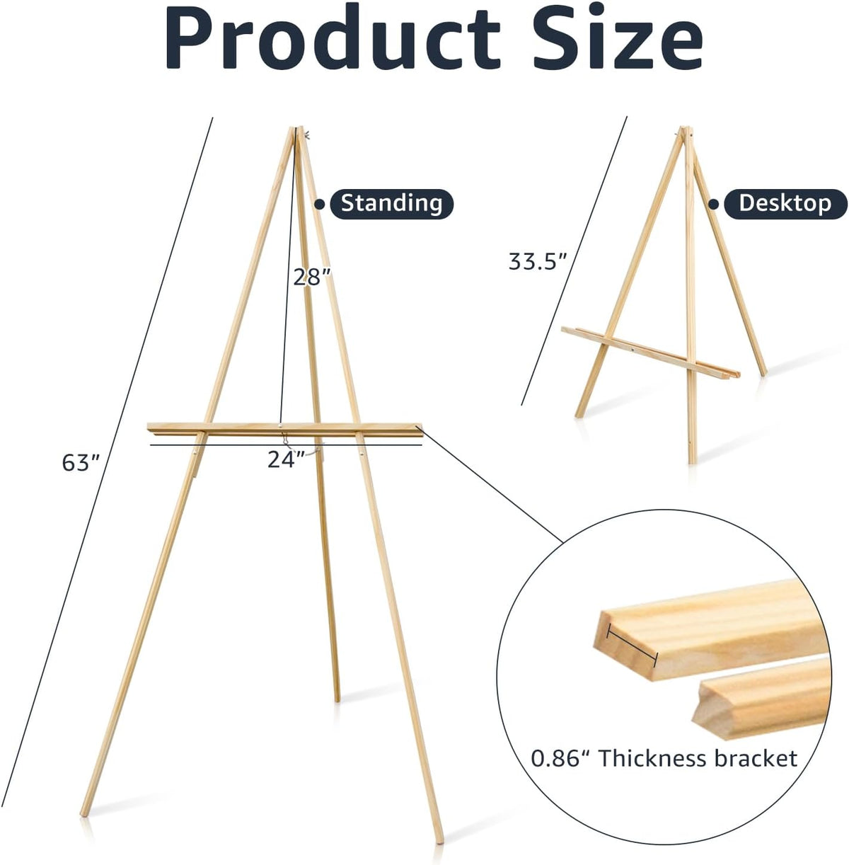 NianFeng Wooden Easel Stand for Sign, Easel Display Stand Floor for Wedding Sign with Adjustable
