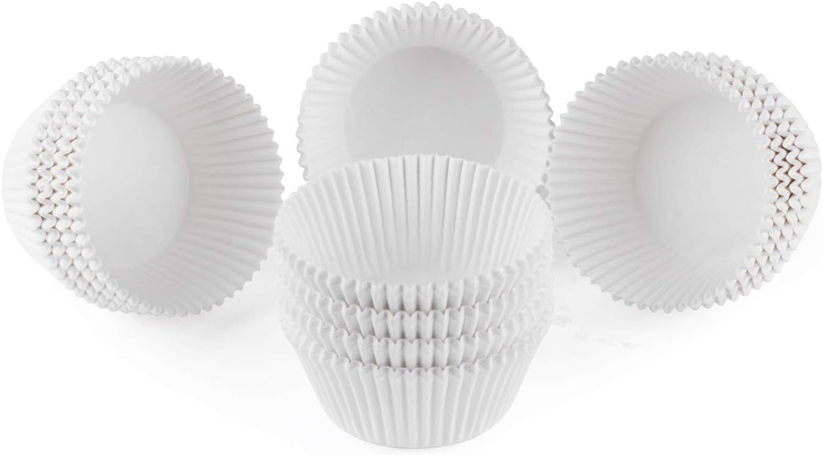 Caperci Standard White Cupcake Liners 500 Count, No Smell, Food Grade & Grease-Proof Baking Cups