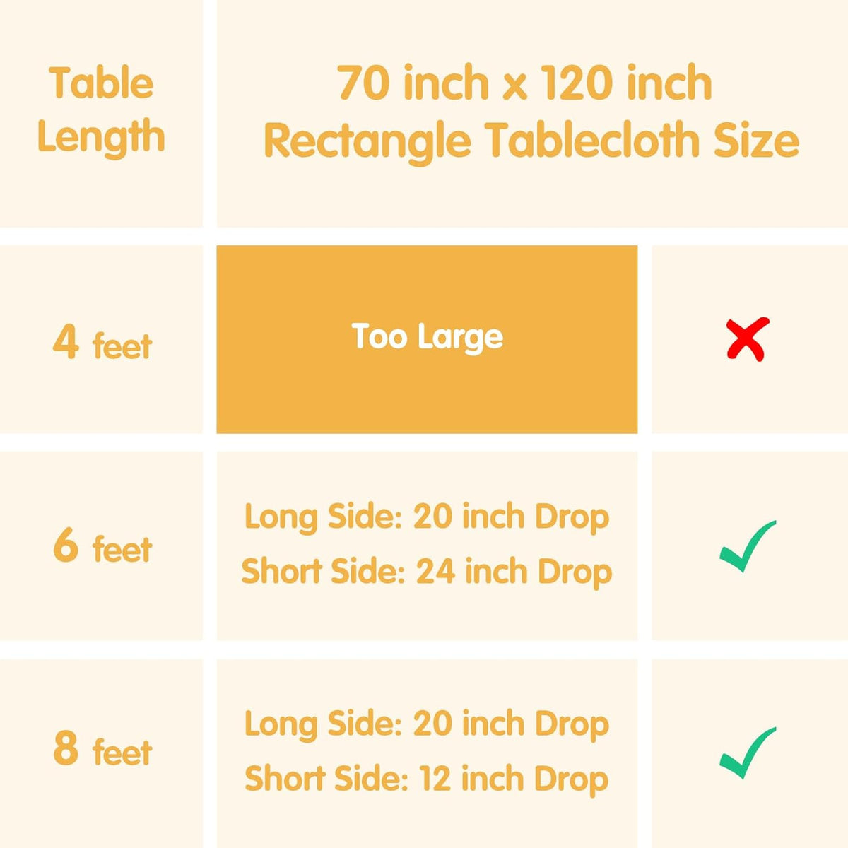 BRILLMAX 8 Pack Ivory Tablecloths 70 x 120 Inch for 6ft or 8ft Rectangle Tables - Rectangular Bulk