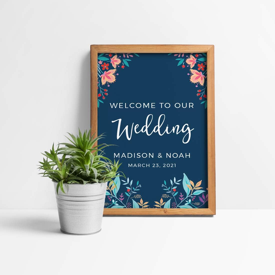 Andaz Press Personalized Extra Large Wedding Easel Board Party Sign, 12x18-inch, Vintage Bohemian
